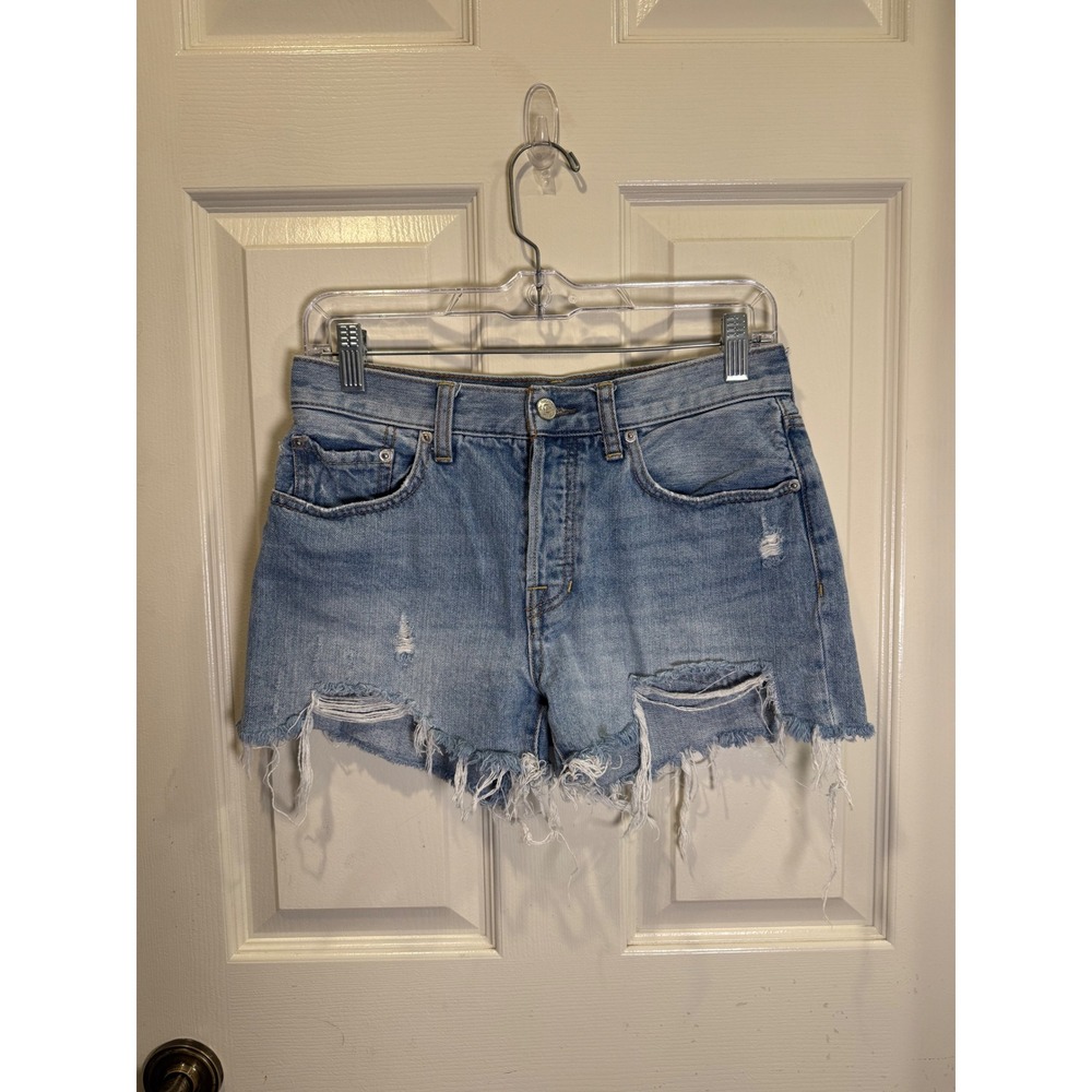 We The Free Denim Cutoff Shorts Distressed Frayed Blue Size 26